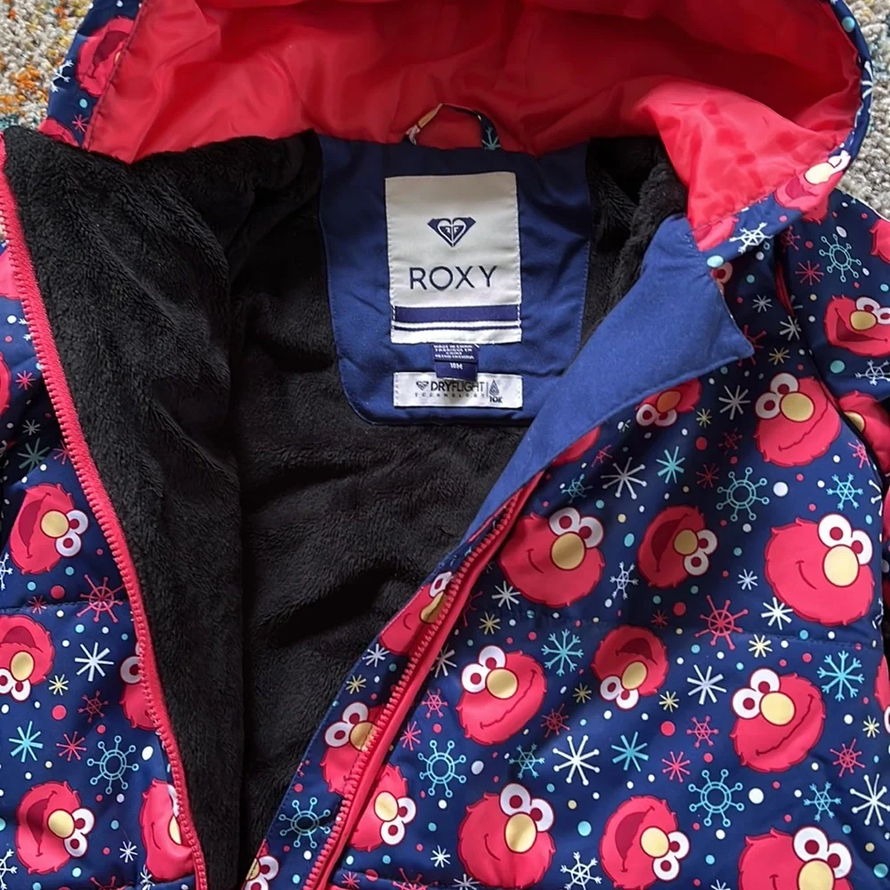Roxy Elmo Winter Snowsuit One Piece Fleece Lined Infant Toddler Bunting Sz 18mos - Picture 8 of 14